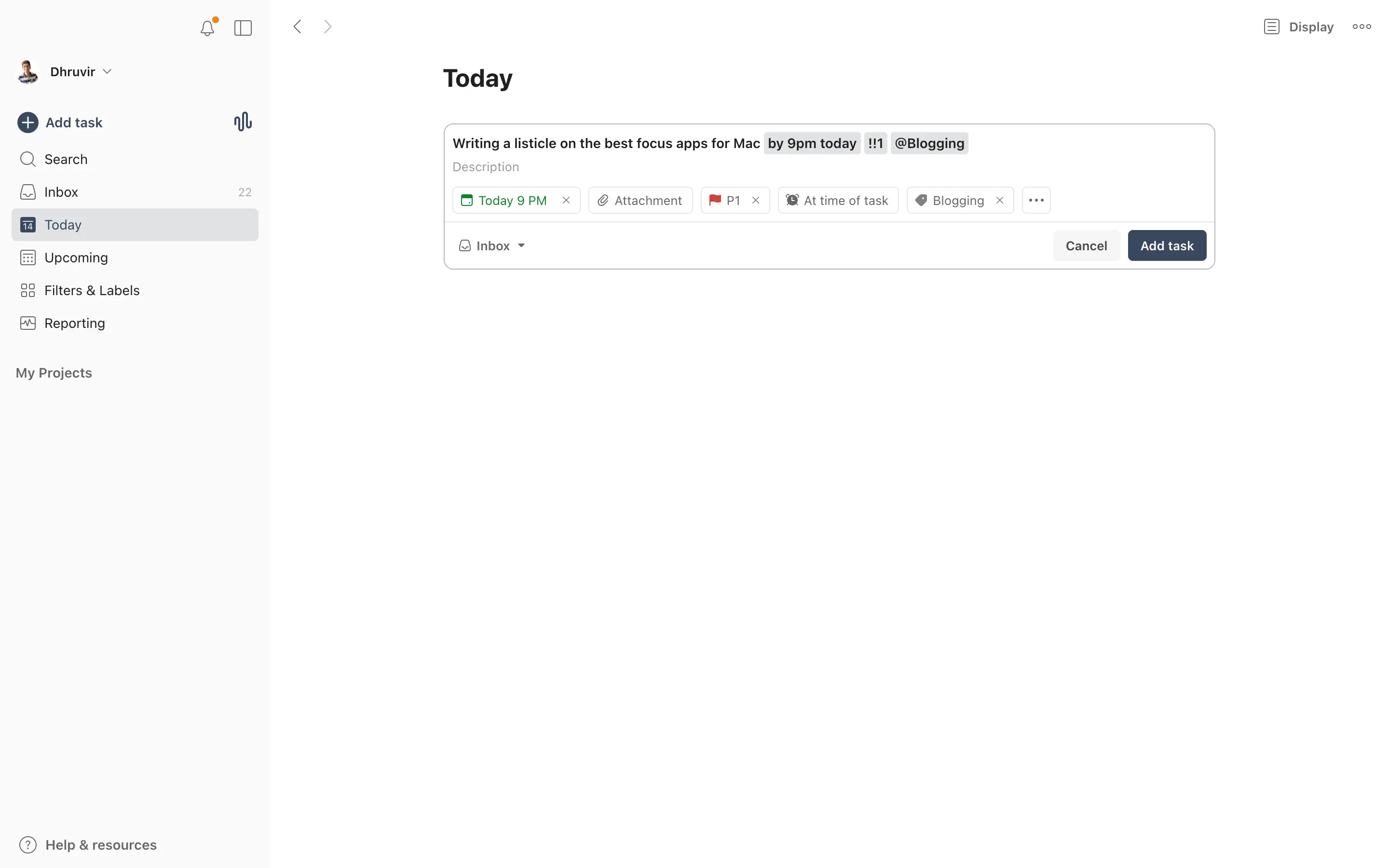 Using Todoist on Mac